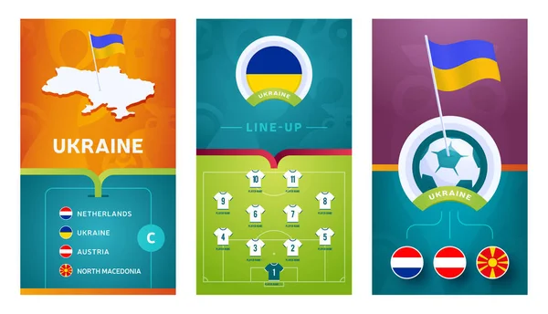 Vertikální Prapor Evropského Fotbalu 2020 Nastaven Pro Sociální Média Ukrajina — Stockový vektor