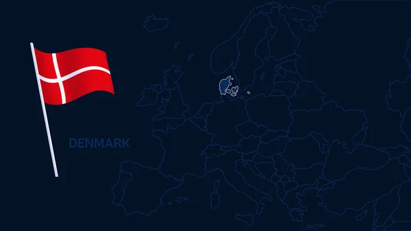 Denmark Europa Mappa Vettoriale Illustrazione Carta Alta Qualità Europa Con — Vettoriale Stock