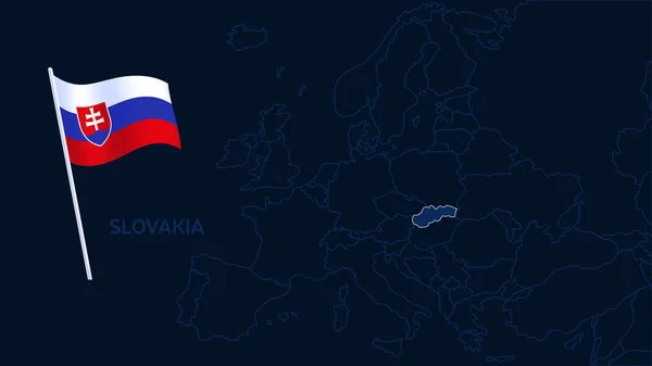 欧洲地图矢量图上的斯洛维亚图解 带有国旗深色背景区域边界的高质量地图 — 图库矢量图片
