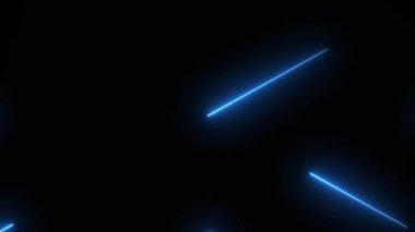 Uzayda soyut neon çizgiler hareket ediyor. fütüristik mavi lazer çizgileri alfa mat kanalı ile 4k hareketli video animasyonu.