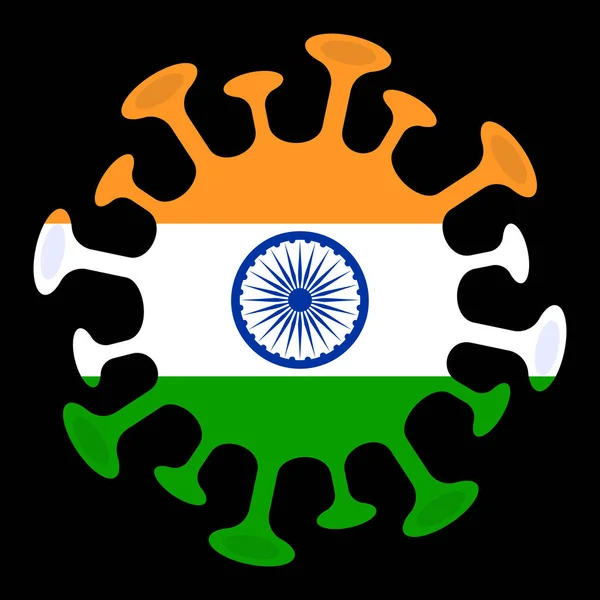 Zapobieganie Koronawirusom Indiach Flaga Indii Wirusem Korony Symbol Covid 2019 — Wektor stockowy