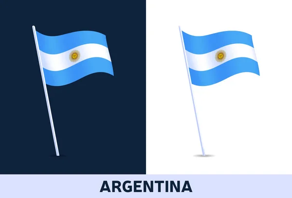 Argentina Vektor Zászló Olaszország Nemzeti Zászlaját Lengetve Fehér Sötét Háttérrel — Stock Vector