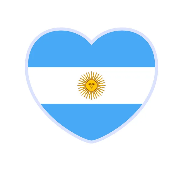 Argentina Flag Shape Heart Icon Flat Heart Symbol Love Background — Stock Vector