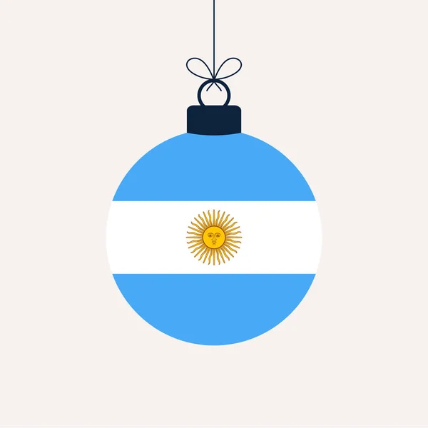 Weihnachtskugel Mit Argentinischer Flagge Grußkarte Vector Illustration Frohe Weihnachtskugel Mit — Stockvektor