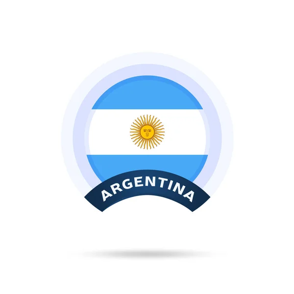 Argentina National Flag Circle Button Icon Simple Flag Official Colors — Stock Vector