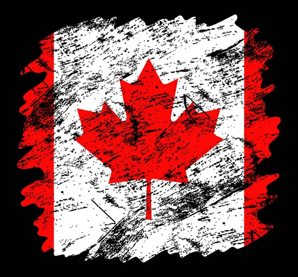 Drapeau Canada Fond Brosse Grunge Vieille Illustration Vectorielle Drapeau Pinceau — Image vectorielle