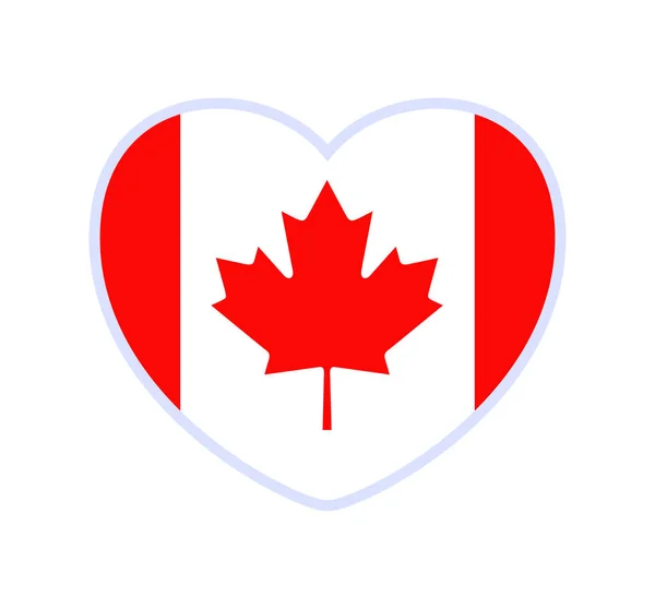 Bandera Canadá Forma Corazón Icono Símbolo Corazón Plano Amor Fondo — Vector de stock