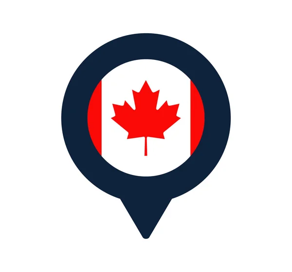 Bandera Canada Icono Puntero Mapa Bandera Nacional Icono Ubicación Diseño — Vector de stock