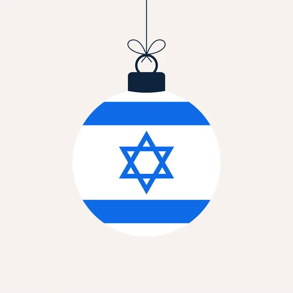 Bola Navidad Con Bandera Israel Tarjeta Felicitación Vector Ilustración Bola — Vector de stock