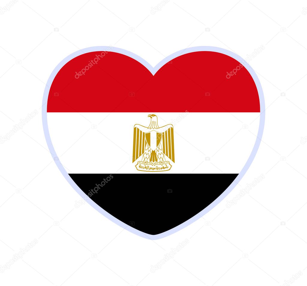 Egypt flag in a shape of heart. Icon flat heart symbol of love on the ...