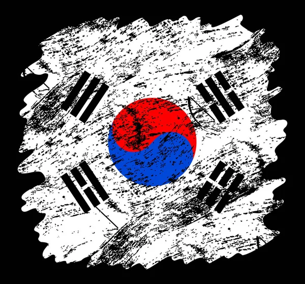 South Korea Flag Grunge Brush Background Old Brush Flag Vector — Stock Vector