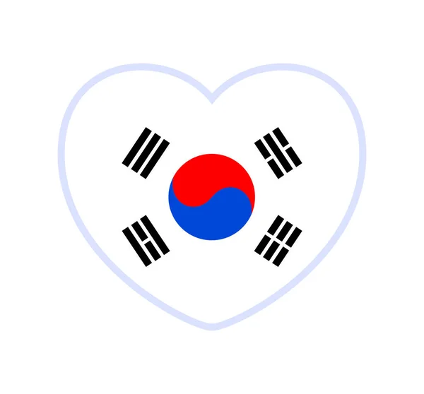 Прапор Південної Кореї Формі Серця Ікона Символ Любові Фоновому Національному — стоковий вектор