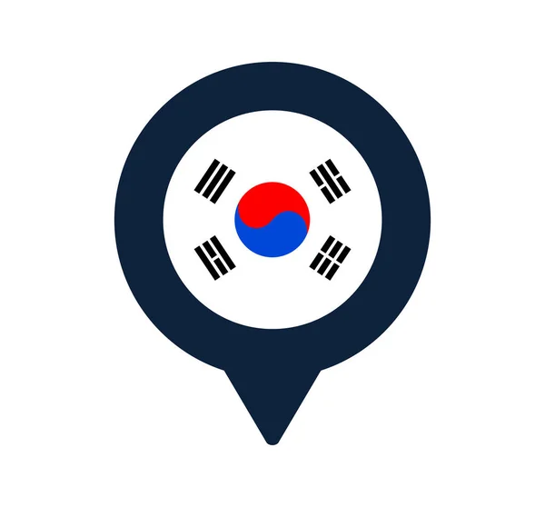 Bandera Corea Del Sur Mapa Icono Puntero Bandera Nacional Icono — Archivo Imágenes Vectoriales