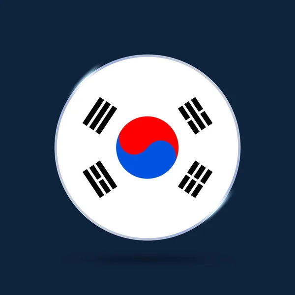 韓国国旗サークルボタンアイコン シンプルなフラグ 公式の色と割合を正しく 平面ベクトル図 — ストックベクタ