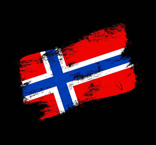 Norway Flagga Grunge Borste Bakgrund Gammal Pensel Flagga Vektor Illustration — Stock vektor