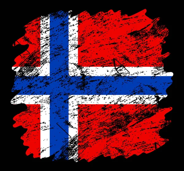 Norway Flagga Grunge Borste Bakgrund Gammal Pensel Flagga Vektor Illustration — Stock vektor