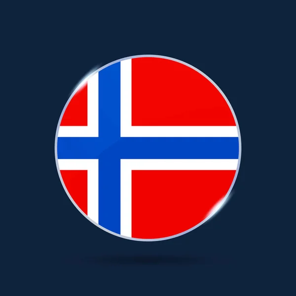 诺威国旗圈按钮图标 简单的旗帜 官方的颜色和比例正确 平面矢量图解 — 图库矢量图片