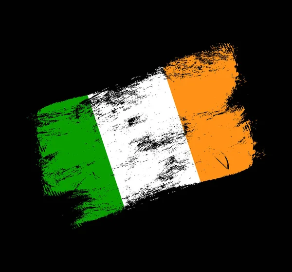 Ireland Bandeira Grunge Escova Fundo Old Brush Flag Vector Illustration — Vetor de Stock