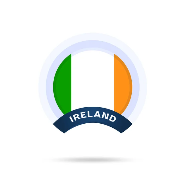 爱尔兰国旗圆环按钮图标 简单的旗帜 官方的颜色和比例正确 平面矢量图解 — 图库矢量图片