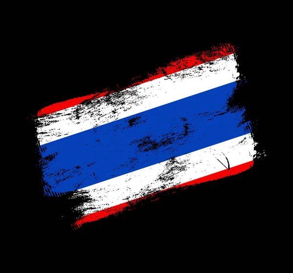 Thailand Flagga Grunge Borste Bakgrund Gammal Pensel Flagga Vektor Illustration — Stock vektor