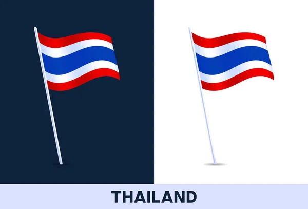 Thailand Vektor Flagga Vifta Nationell Flagga Italien Isolerad Vit Och — Stock vektor