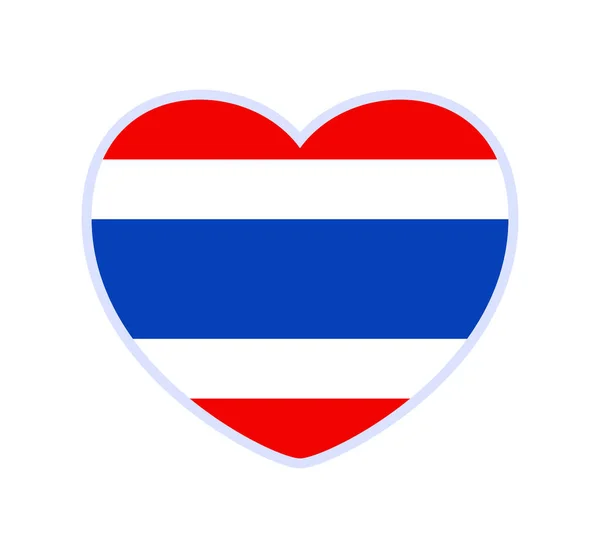Thailand Flagga Form Hjärta Ikon Platt Hjärta Symbol För Kärlek — Stock vektor