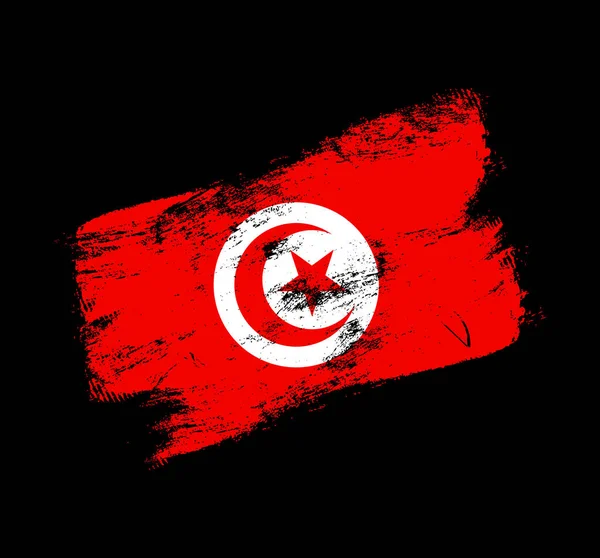 Pincel Grunge Bandera Tunisia Fondo Ilustración Vector Bandera Cepillo Antiguo — Archivo Imágenes Vectoriales