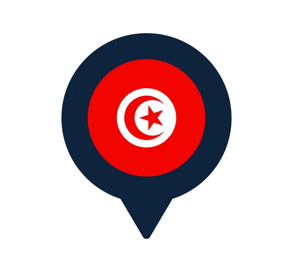 Tunisiaflagga Och Karta Pekaren Ikon Nationell Flagga Plats Ikon Vektor — Stock vektor