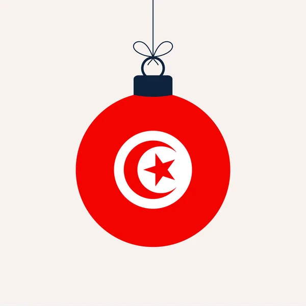 Julboll Med Tunisiaflagga Gratulationskort Vektor Illustration God Jul Ball Med — Stock vektor