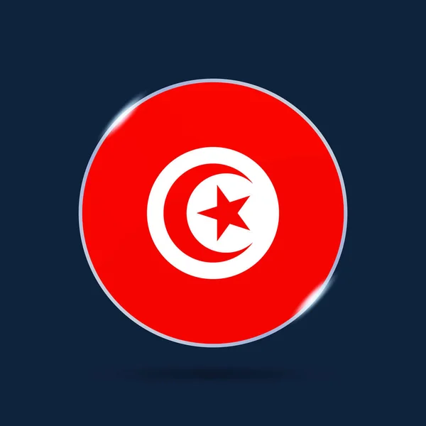 Tunisiens Nationella Flagga Circle Knapp Ikonen Enkel Flagga Officiella Färger — Stock vektor