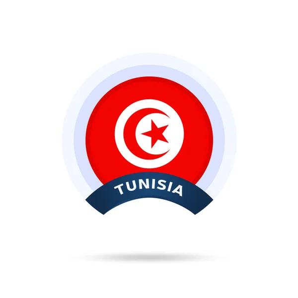 Tunisiens Nationella Flagga Circle Knapp Ikonen Enkel Flagga Officiella Färger — Stock vektor