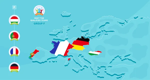 Grubu Avrupa 2020 Futbol Şampiyonası Vektör Illüstrasyonu Avrupa Haritası Vurgulanmış — Stok Vektör