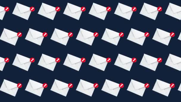 Mail notification un nuovo messaggio email nel concetto di Posta in arrivo Minimal Motion art seamless pattern animazione 4k motion design Astratto sfondo di rendering 3d Sequenza Loopable — Video Stock