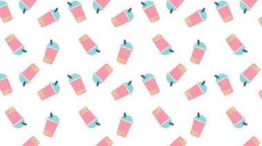 Köpüklü süt çayı, yaz içeceği, kahve ya da limonata Minimal Motion sanatı pürüzsüz desen 4k hareket tasarımı animasyon özeti 3d özyinelenebilir arkaplan oluşturma dizisi