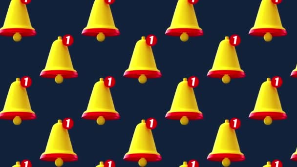 Notification bell Minimal Motion art seamless pattern 4k motion design animation Abstract 3d rendation background Loopable sequence — Stock video