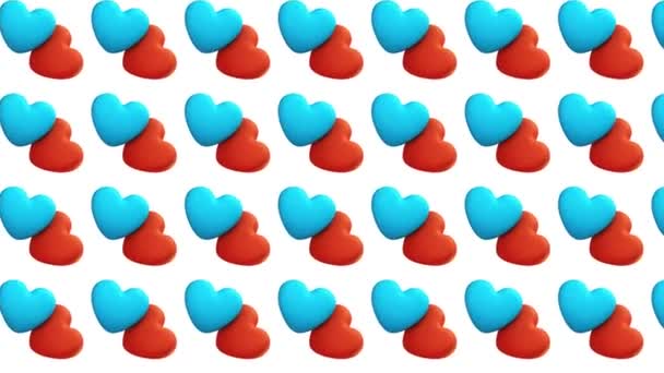 Couple love 3d hearts Minimal Motion art seamless pattern 4k motion design animation Abstract 3d render background Loopable sequence — Stock Video