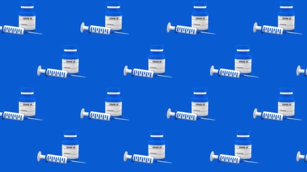 Seringue Et Vaccin Flacon 3d rendu Minimal Motion art motif sans couture 4k motion design animation Résumé 3d rendu arrière-plan Séquence bouclable — Video