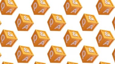 Soru ve Yanıt Küpü Kutusu QA Minimal Motion Sanatsız Desensiz Desensiz Desensiz 4k hareketli animasyon Soyut 3d biçimlendirilebilir arkaplan oluşturma dizisi