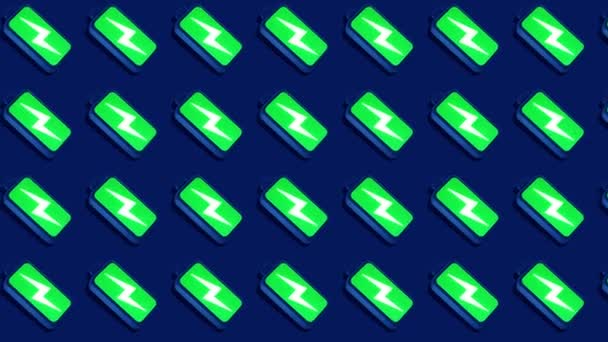 Green full battery Minimal Motion art seamless pattern 4k motion design animation Abstract 3d render background Loopable sequence — Vídeo de Stock