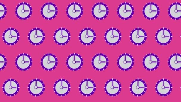 Analog clock time concept Minimal Motion art seamless pattern 4k motion design animation Abstract 3d render background Loopable sequence — Αρχείο Βίντεο