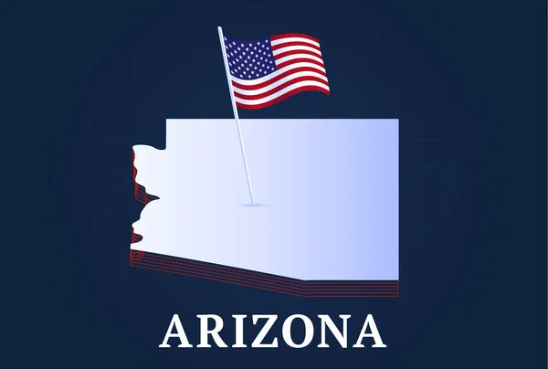 Arizona Stav Izometrická Mapa Usa Natioanl Vlajka Izometrický Tvar Nás — Stockový vektor