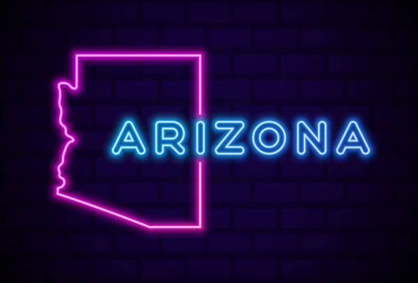Arizona Eyaleti Parlayan Neon Lambası Imzalı Gerçekçi Vektör Illüstrasyonu Mavi — Stok Vektör