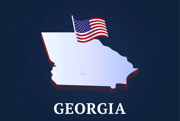 Georgia State Mapa Isométrico Estados Unidos Bandera Natioanl Forma Isométrica — Vector de stock