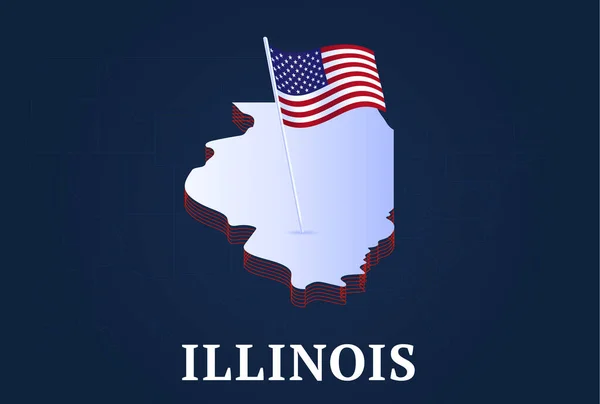Illinois Stav Izometrická Mapa Usa Natioanl Vlajka Izometrický Tvar Nás — Stockový vektor