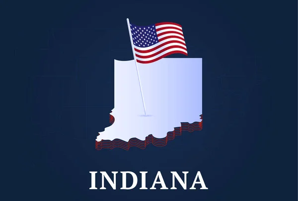 Indiana Stav Izometrická Mapa Usa Natioanl Vlajka Izometrický Tvar Nás — Stockový vektor