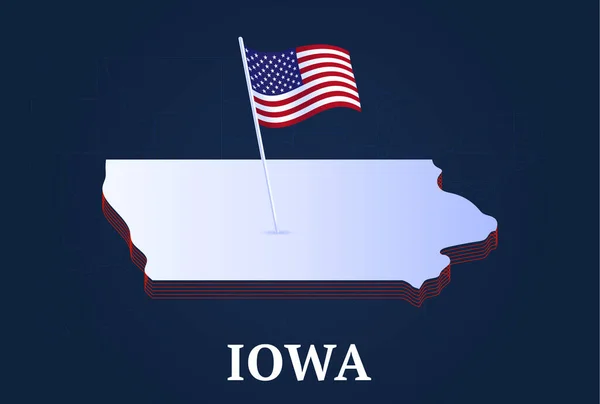 Iowa Stav Izometrická Mapa Usa Natioanl Vlajka Izometrický Tvar Nás — Stockový vektor