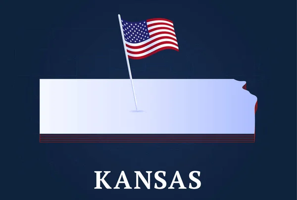 Kansas State Isometric Map Usa National Flag Isometric Shape State — Stockový vektor