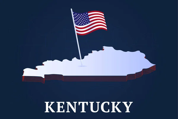 Kentucky State Isometric Map Usa National Flag Isometric Shape State — Stockový vektor