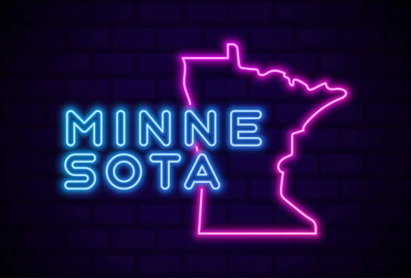 Minnesota Stát Zářící Neonové Lampy Znamení Realistické Vektorové Ilustrace Modrá — Stockový vektor