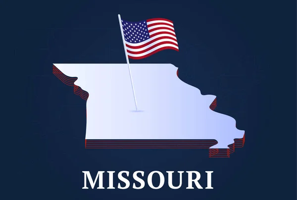 Missouri Stav Izometrická Mapa Usa Národní Vlajka Izometrický Tvar Nás — Stockový vektor